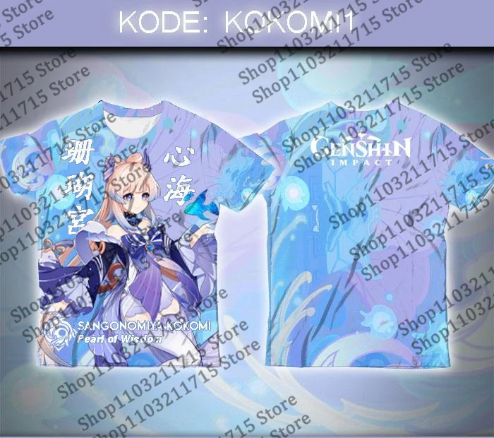 Sangonomiya Kokomi Anime Tees 2025 New Genshin Impact Role Playing 3D Print T-shirt Male Summer Trend Men Women Harajuku Y2k Top