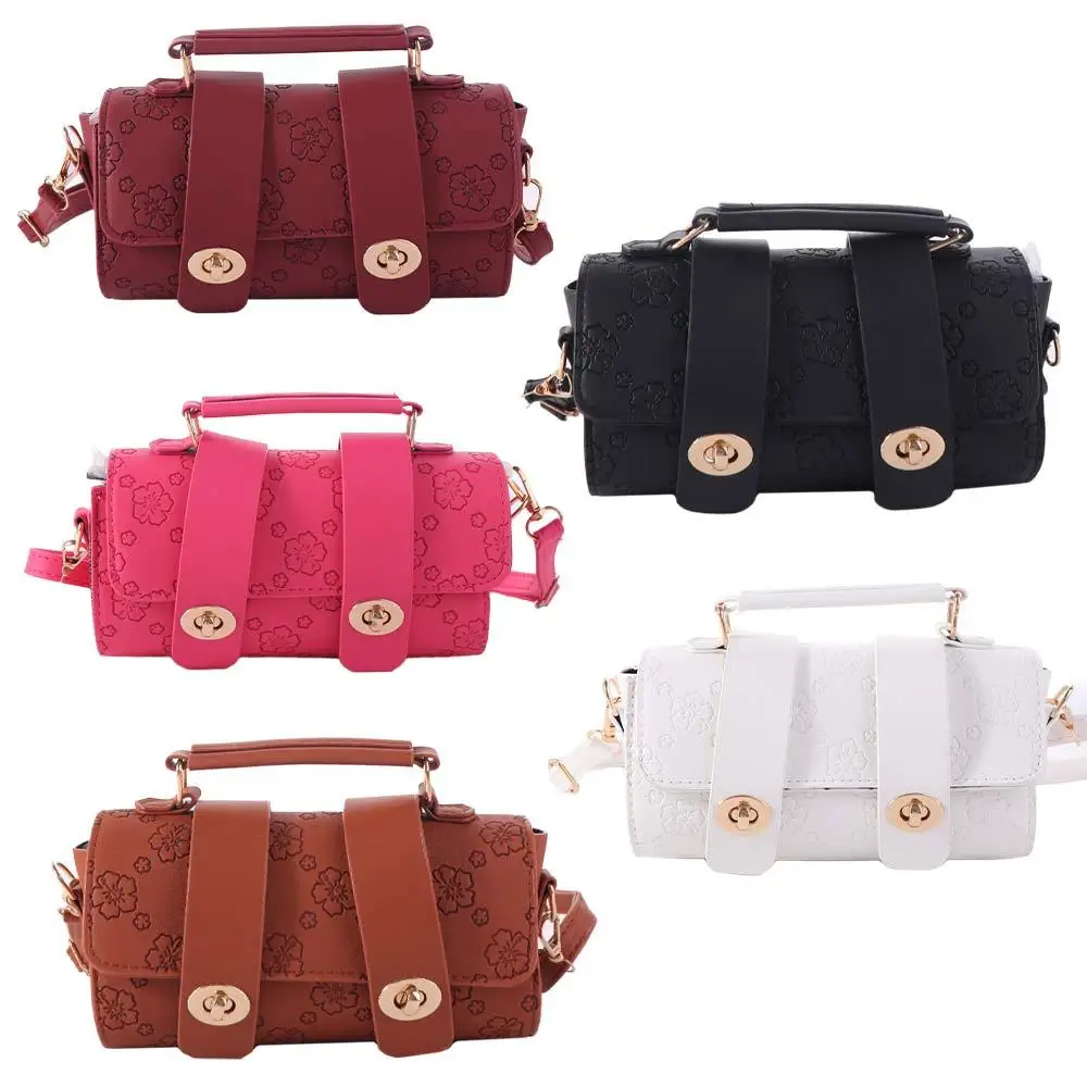

Vintage Leather Croossbody Boston Bag Sakura Retro Single Shoulder Bag French Style Soft Pillow Handbag Girls/Female