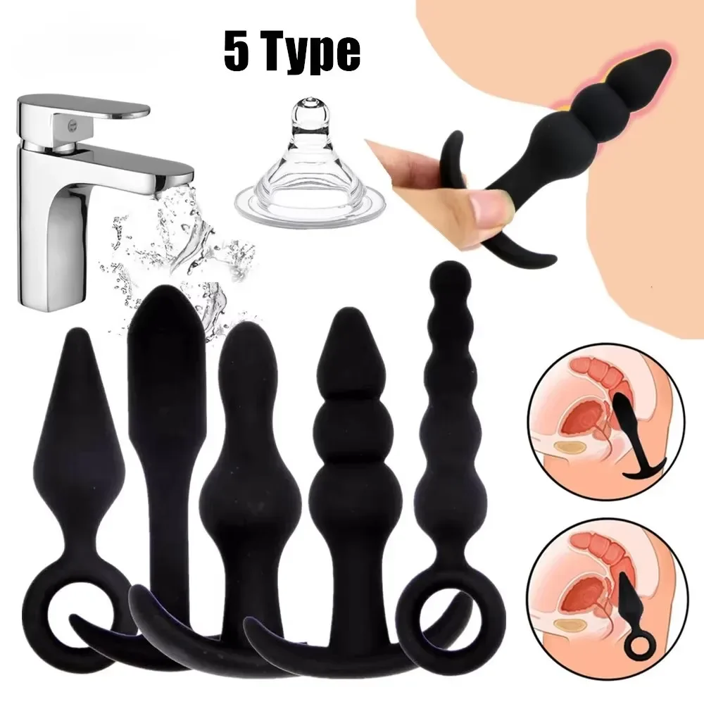 Sexy Black Silicone Anal Plug Massage Adult Sex Toys For Women Man Gay Anal But Plug Set Buttplug Butt Plugs Sex Products