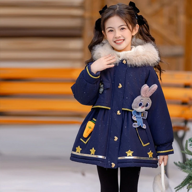 

Judy Girls Winter Coat, Plush Puffer Jacket for Big Kids & Teens Rabbit Police Style Outerwear