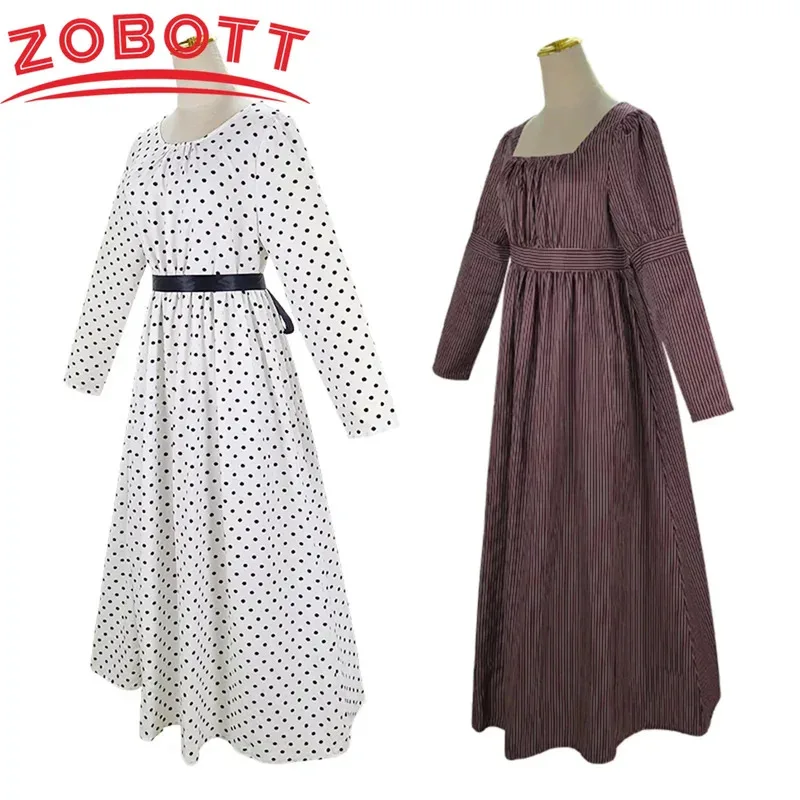 Sky05 Джейн Остин халат Новое женское средневековое викторианское ретро французское платье с квадратным воротником и длинными рукавами с высокой талией коричневый 99Ji *