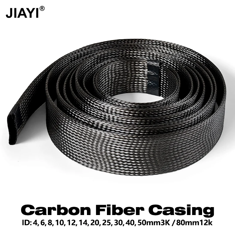 3K/12K Premium Quality Carbon Fiber Braided Mesh Sleeve Lightweight High Temperature Corrosion Resistant DIY Fishing Rod Covers