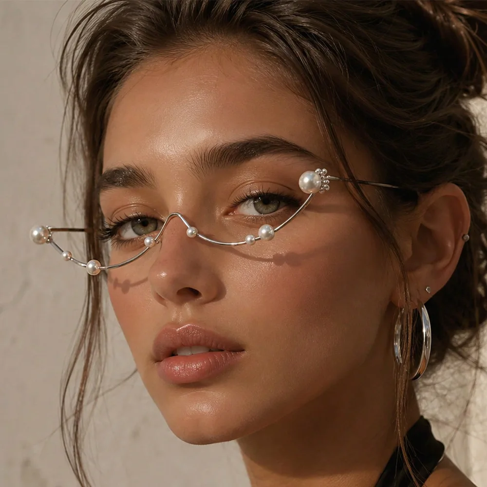 Avant Garde Geometric Wire Glasses Frame No Lens Unique Eyebrow Decoration Women Men Gothic Punk Face Accessories Fashion Show
