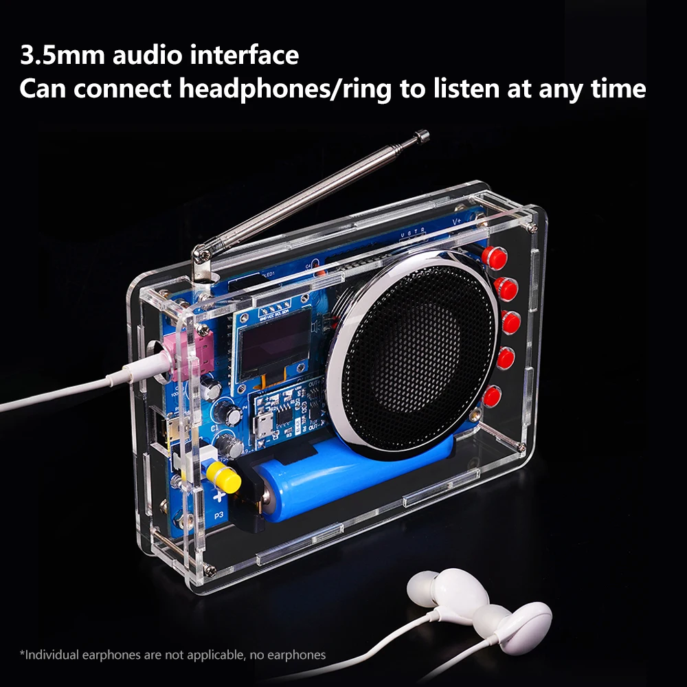 DIY FM Radio Electronics Kit Rechargeable FM 87-108MHz OLED Display DIY Soldering Project Practice Soldering RDA5807