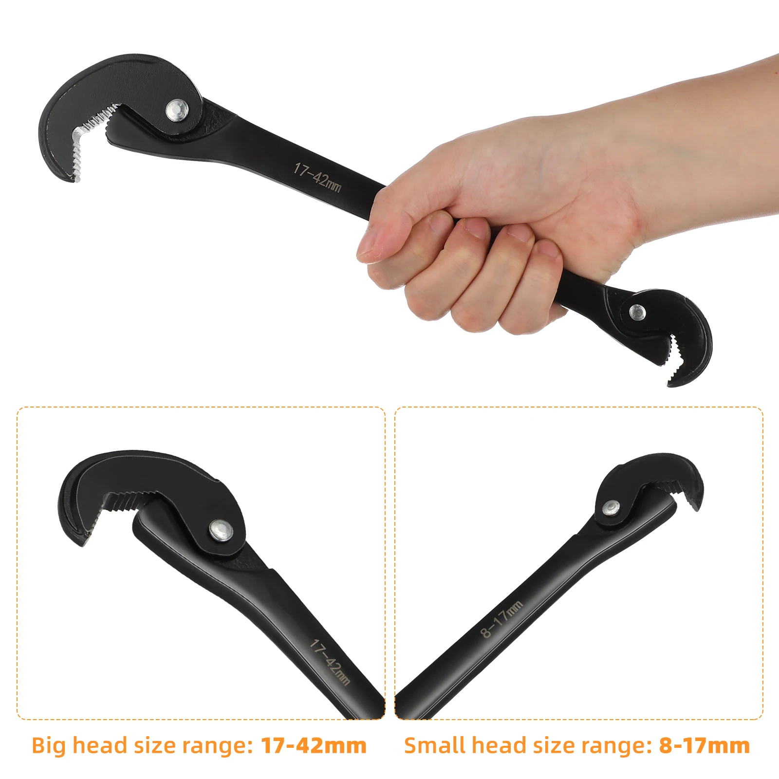 

Multifunctional Wrench Universal Ratchet Bionic Plumbing Steel Self-Adjusting Hook Type Basin Adjustable Monkey Spanner