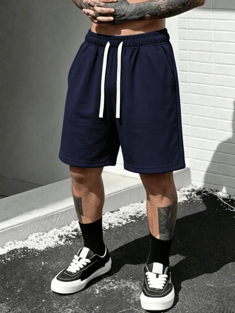 Novos shorts esportivos casuais masculinos de verão com cordão e bolsos laterais, perfeitos para praia e atividades ao ar livre no verão.