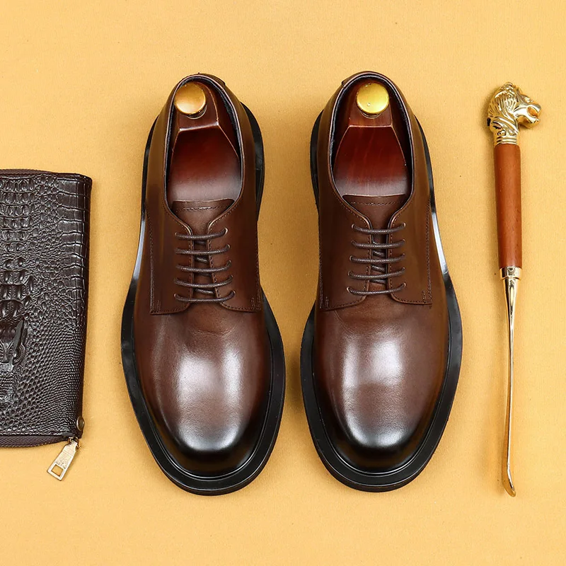 

Men'S Genuine Leather Vintage High Quality Shoes Luxury Wedding Formal Dress Classic Elegant Italian Black Shoe