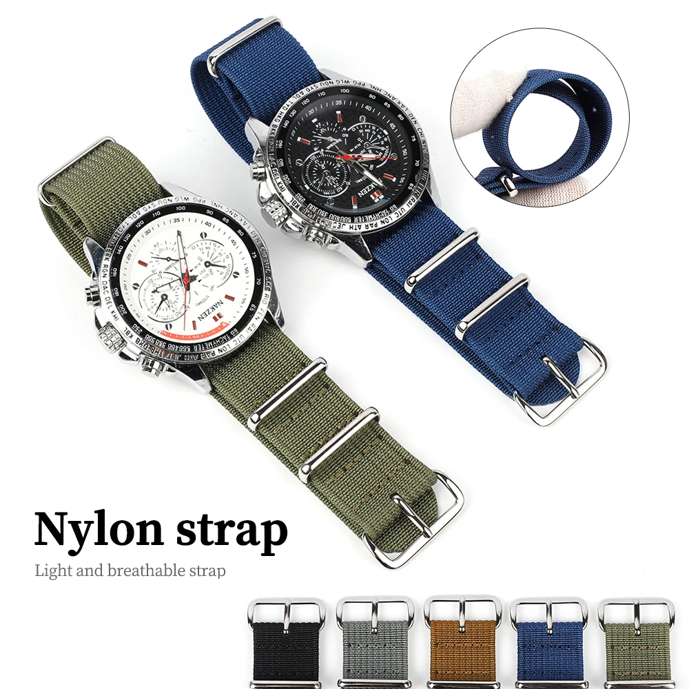20mm 22mm Nylon Uhrenarmband Sport Armbänder Armband für Männer Frauen Ersatz Canvas Stoff Uhrenarmband Zubehör Braun Grün