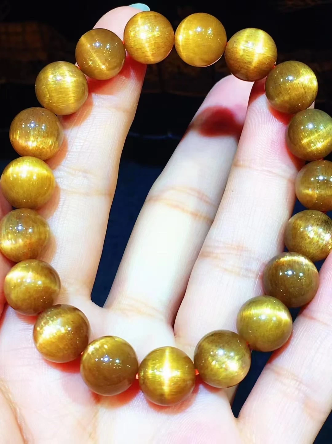 الطبيعية البرتقال الذهب Sunstone Moonstone كبير الخرز سوار النساء الرجال 10.3 مللي متر تمتد ضوء فلاش كريستال واضح الخرز المستديرة AAAAAA