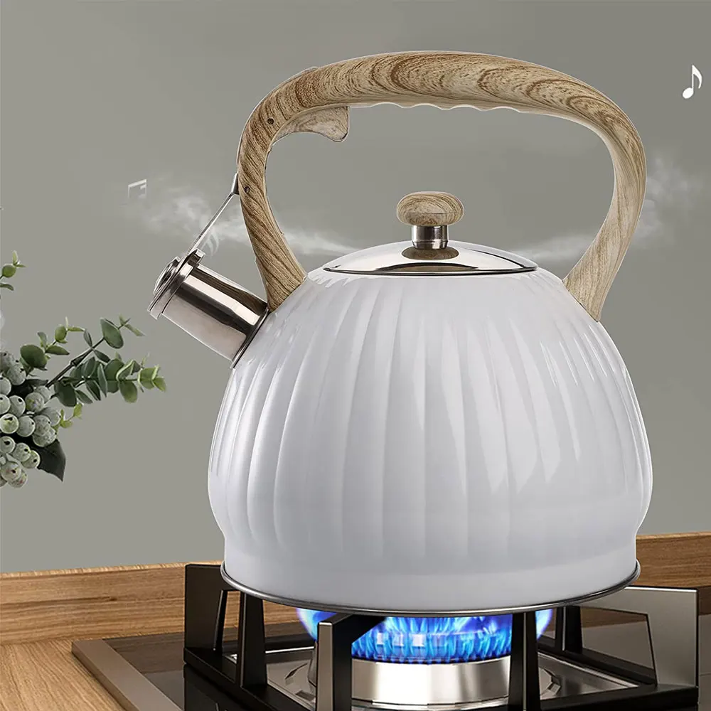 Kettle With Whistle 3.5L Stainless Steel Stove Top Teapot Pumpkin Shape Kettle