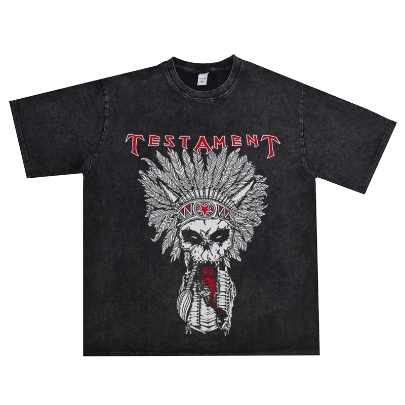 Europe and The United States Thrash Hard Rock Speed Metal TESTAMENT Book of Covenant Band Washed To Make Old T-shirts Short