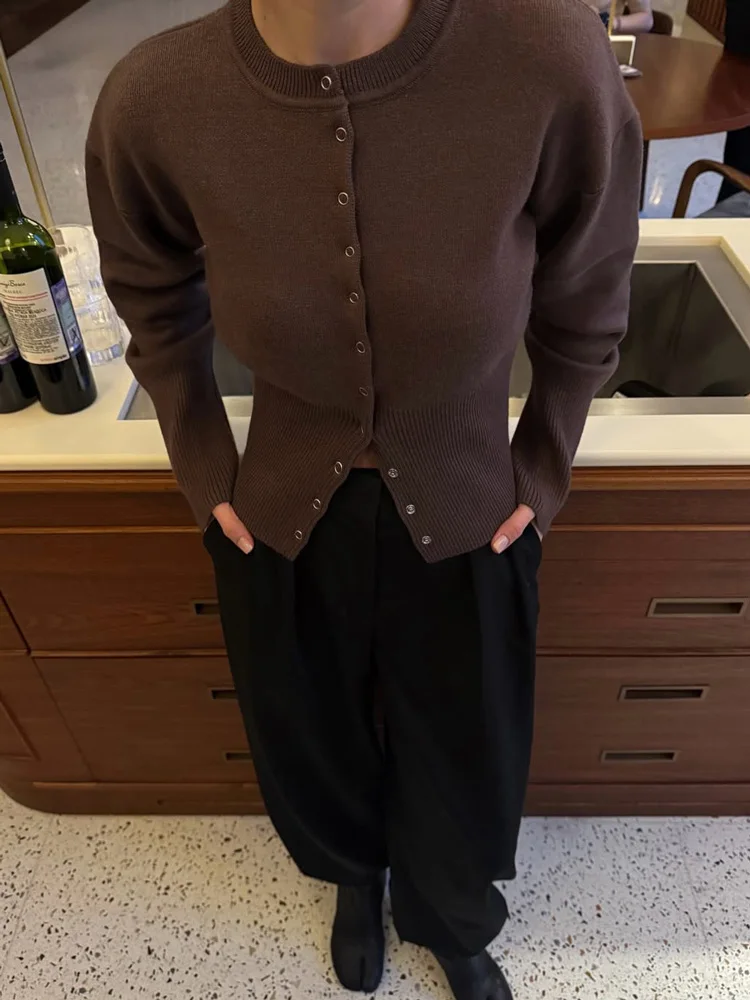 Tossy 가을 패션 니트 카디건 탑 여성용 리브 패치 워크 슬림 캐주얼 크로프트 이너 탑... - 1