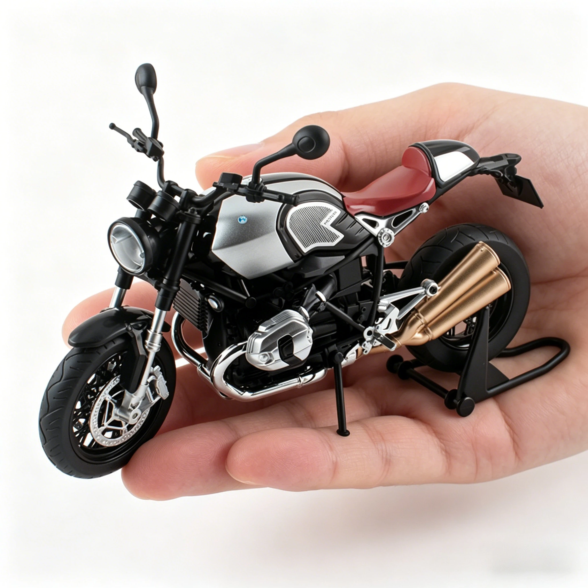 

1:9 R NineT Motorcycle Model Car Toy Alloy Diecast Light Music Shock Absorption Motor Miniature Models Ornament Gift