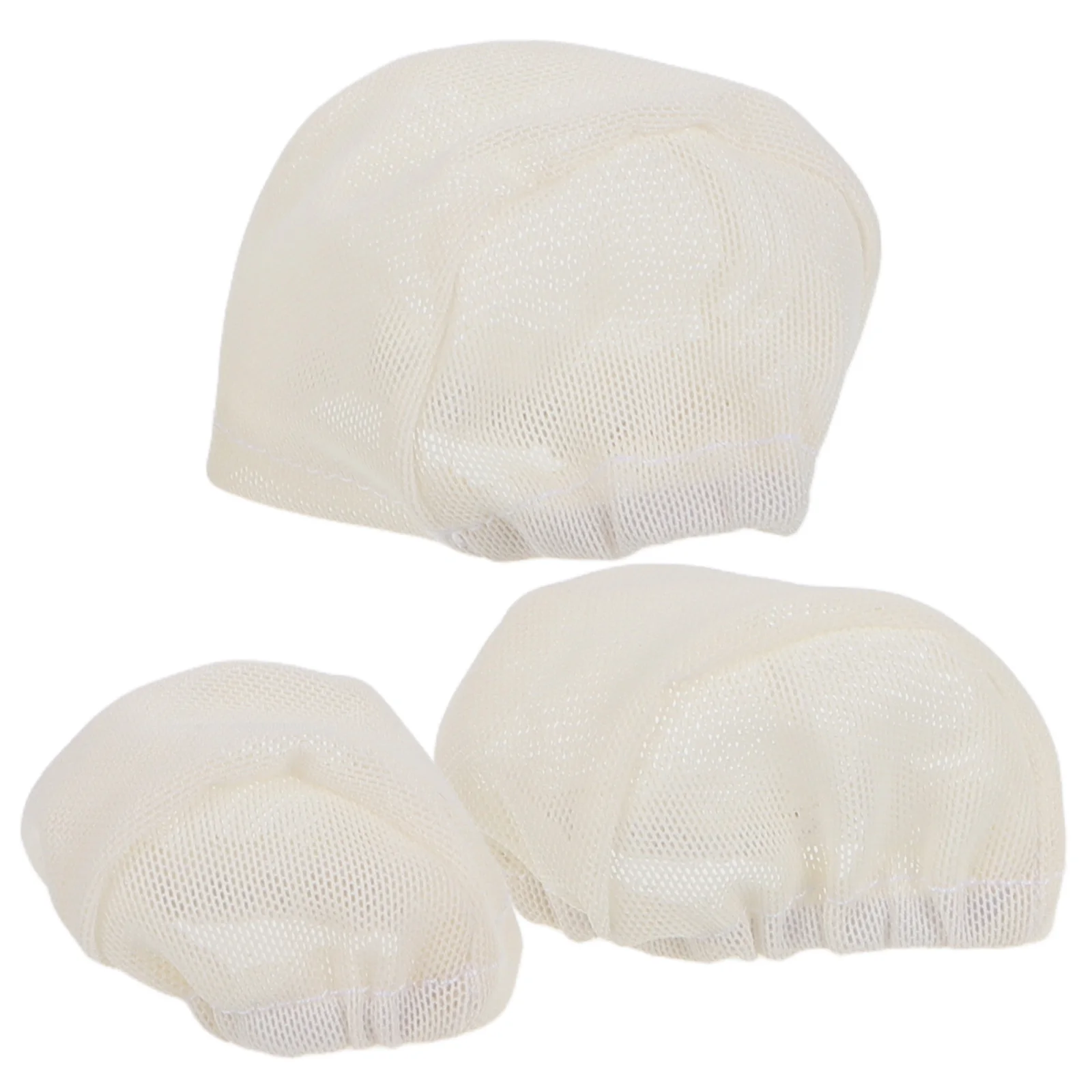 

3 pcs Hair Cover Toy Wigs Cap Liner Soft Fabric Mesh Dome Protector Accessories Beige Mini Styling Tool