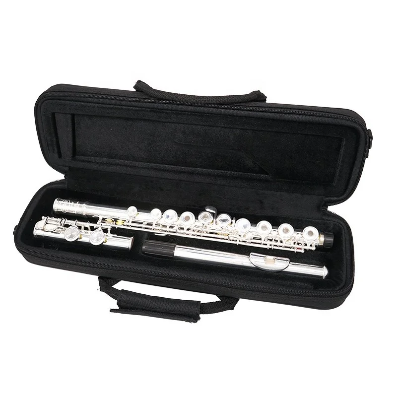 16-Hole Flute Instrument Silver Plated White Copper ABS Ebony Cupronickel Wood Body Material