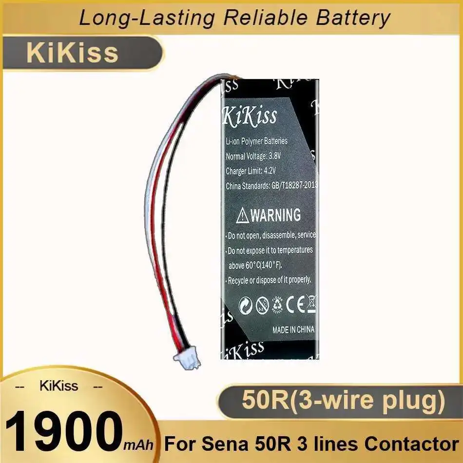 

Stable 1900Mah Communication Device Components Battery Premium Replacement For Sena 50R 3 Lines Contactor 3-Wire Plug