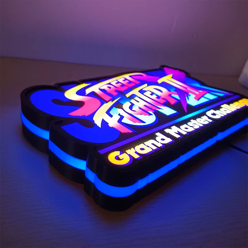 Street Fighter Logo Lightbox Light Sign Custom Wall Decor for Business Shop Hanging 12 Inch Kids Nightlight 3D Print Gift