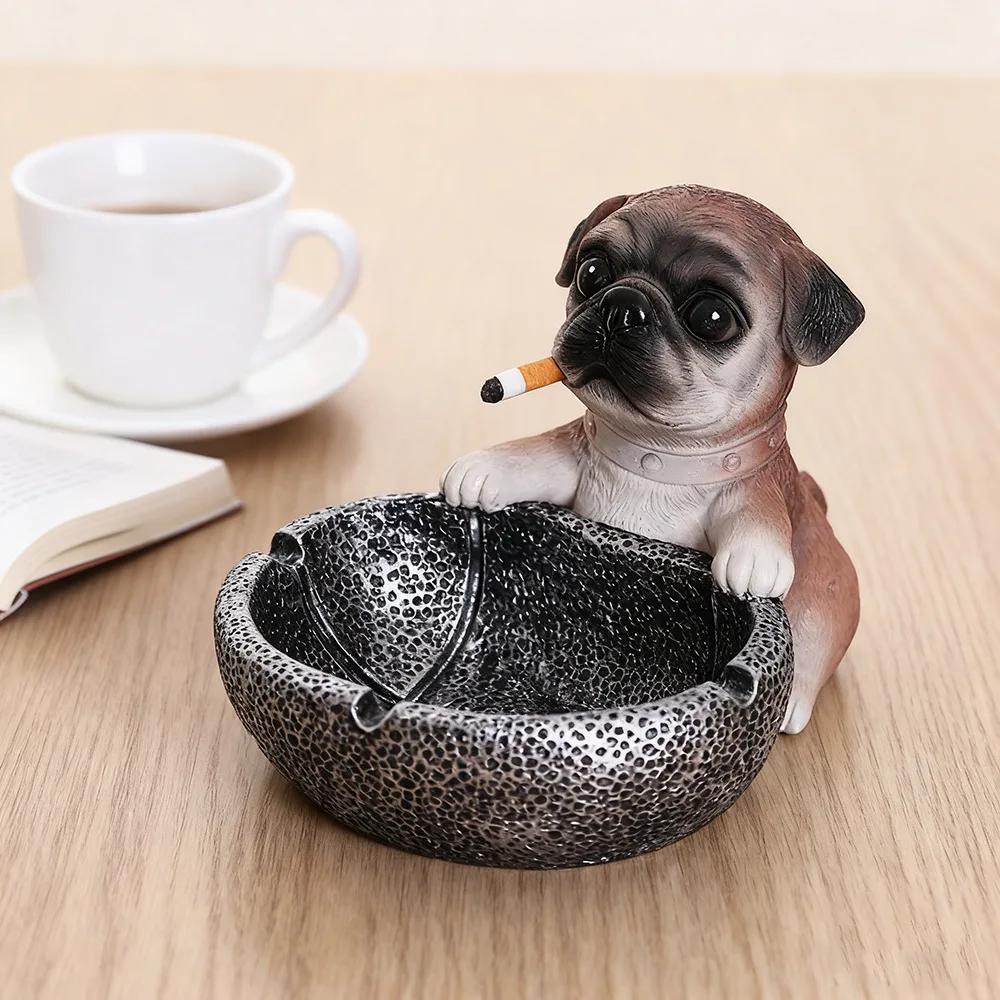 クリエイティブな子犬のバスケットボール型犬用灰皿、灰が飛び散らない灰皿、自宅のリビングルーム、オフィス用の面白い灰皿、彼氏への誕生日プレゼント