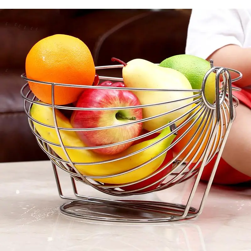 Stainless Steel Fruit Basket European Tray Storage Bowl Rack Living Room Home Decoration Accessories