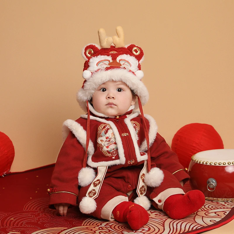 

Baby New Year's greeting onesie winter dragon year grab week dress men's treasure women's treasure New Year's festive clothes