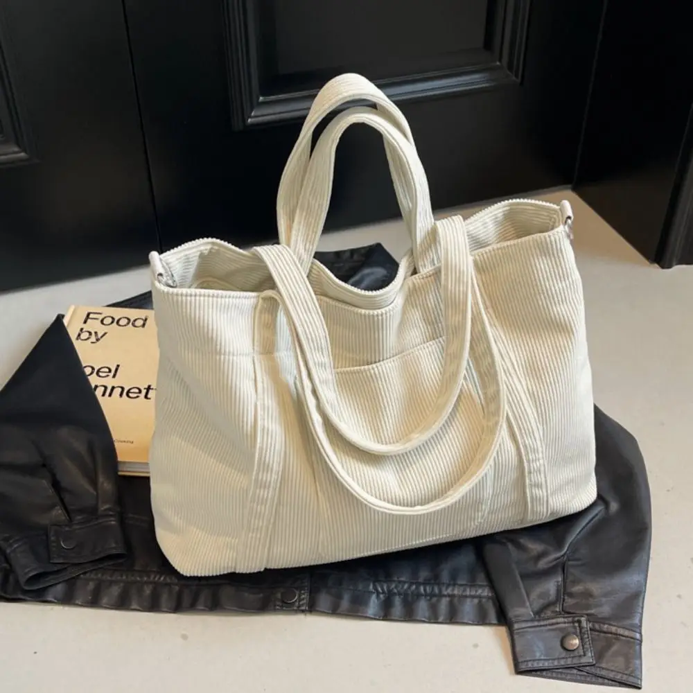 

Повседневная однотонная вельветовая сумка на плечо, большая вместительная холщовая сумка в корейском стиле, повседневная сумка через плечо, сумка для покупок