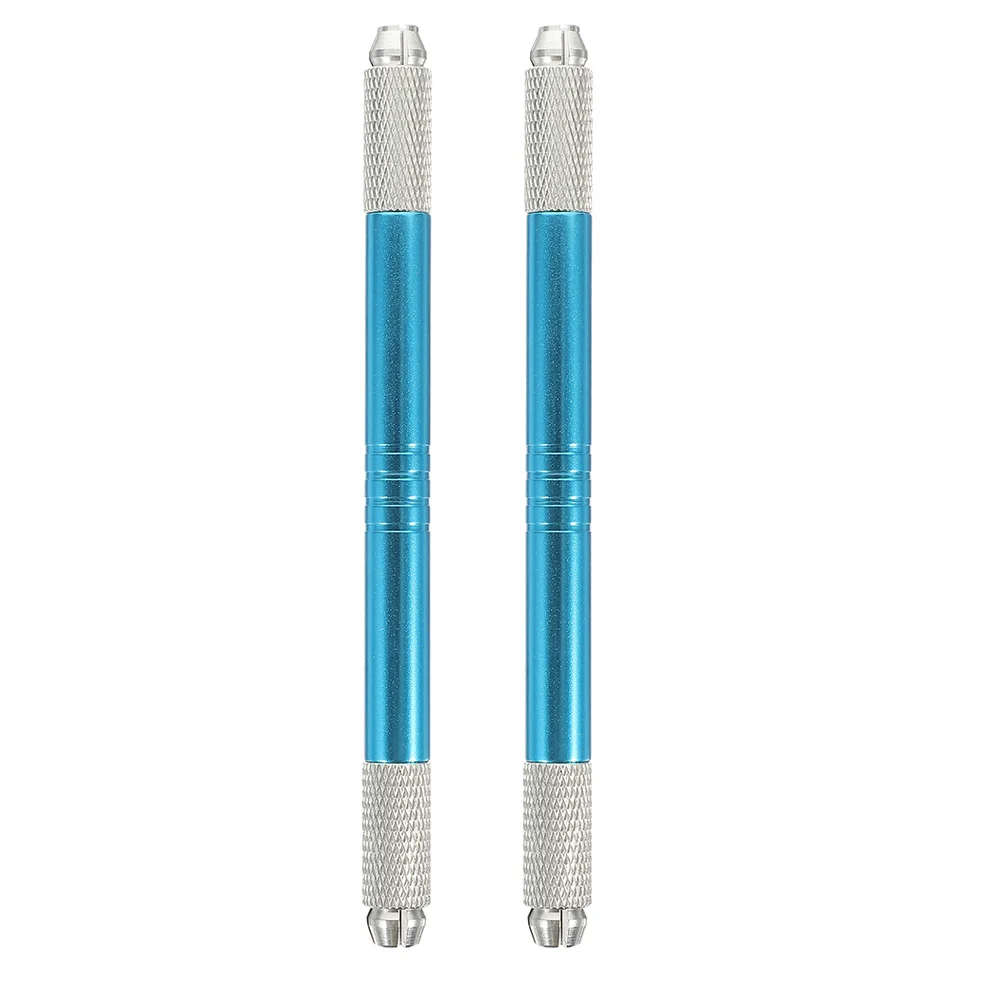 

2Pcs Manual Microblading Eyebrow Pen Long-Lasting Tattoo Pen for Home Salon Use Beginners Professionals Blue Brow Makeup Tool