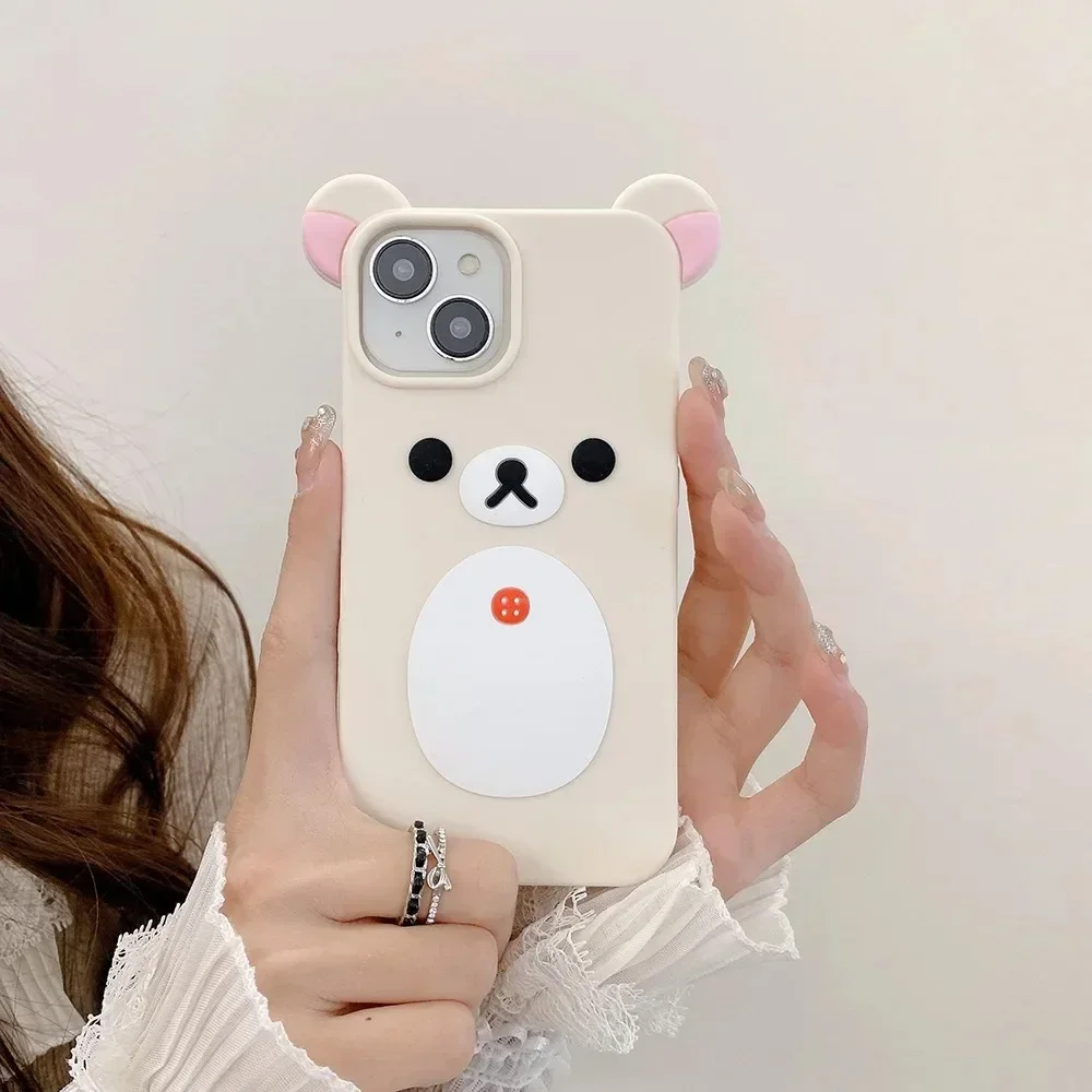 Rilakkuma Bär 3D niedliche Cartoon-Handyhülle für iPhone 17, 16, 15, 14, 13, 12, 11, Pro Max, weiche, stoßfeste Silikon-Schutzhülle – Detail 12
