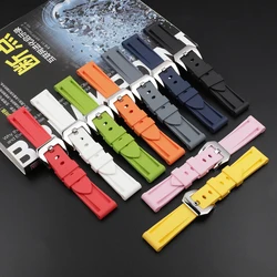 Silicone Watch Strap 20mm 22mm 24mm Waterproof Watch Band Silver Black Buckle Universal Sport Bracelet Replacement Wristband