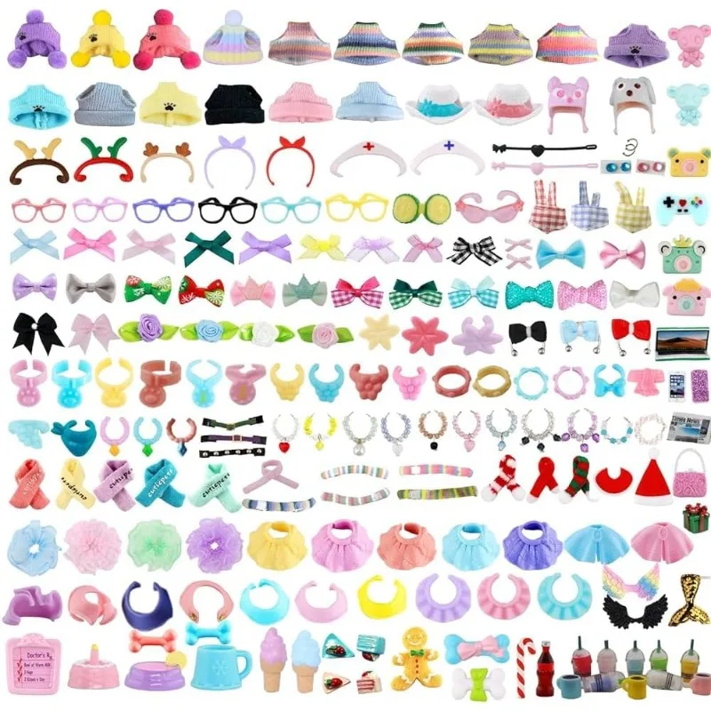Accesorios para mascotas lps, (20 piezas al azar), sombrero, bufanda, chaqueta, vestido, falda con lazo, ropa, cuello, pezuña y bebida, accesorios de juguete aptos para lps