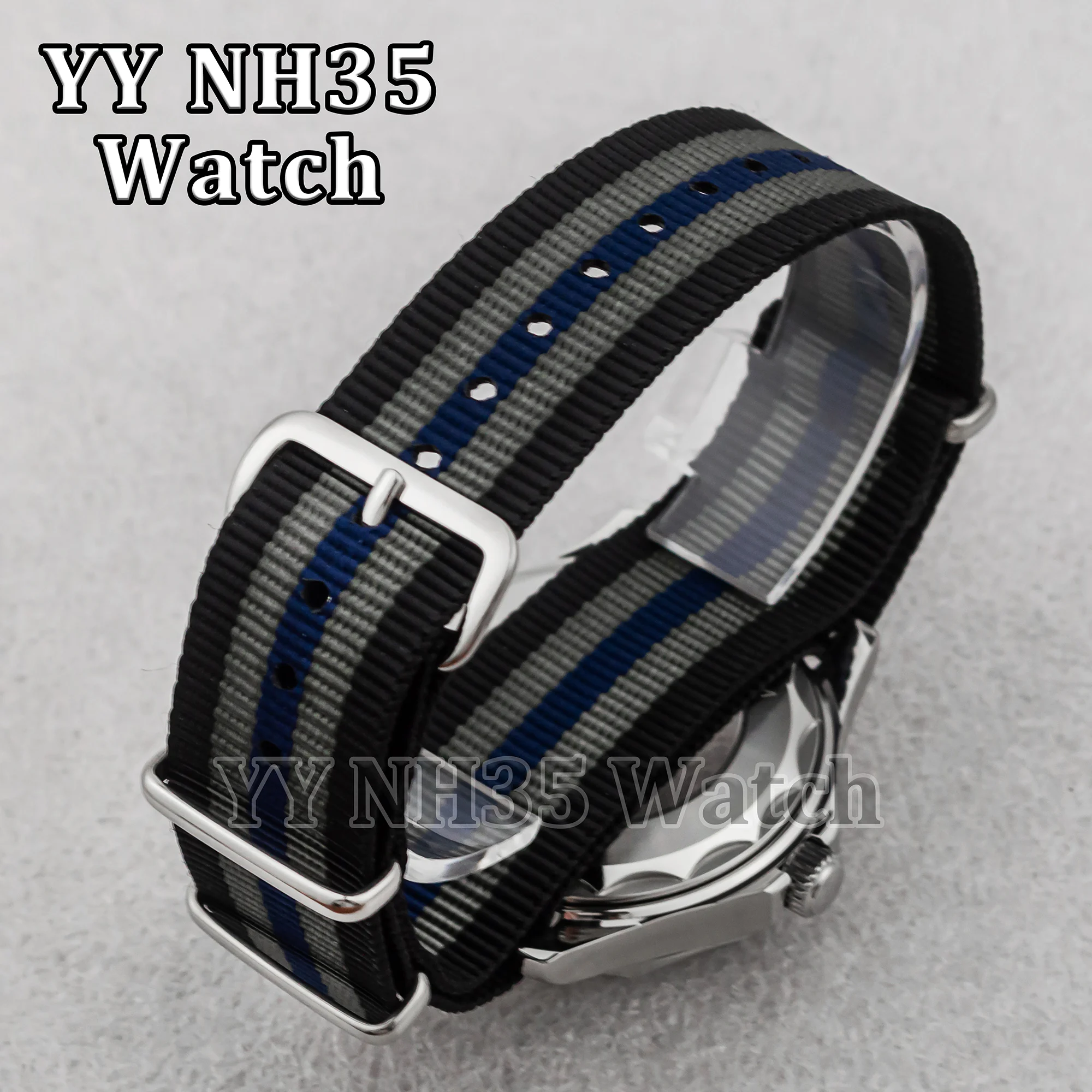 NH35 Case Nylon Strap for Seamaster 300 10ATM Waterproof Stainless Steel 41mm Watch Case fit NH35/NH36 Automatic Movement