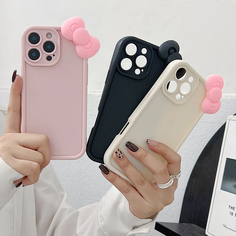 Lovely 3D Bow Silicone Soft Phone Case  For Xiaomi Mi 14 13 12 12T 13T 14T Pro 11 Lite 5G NE Poco F5 X5 M6 X3 F6 Pro  Soft Cover