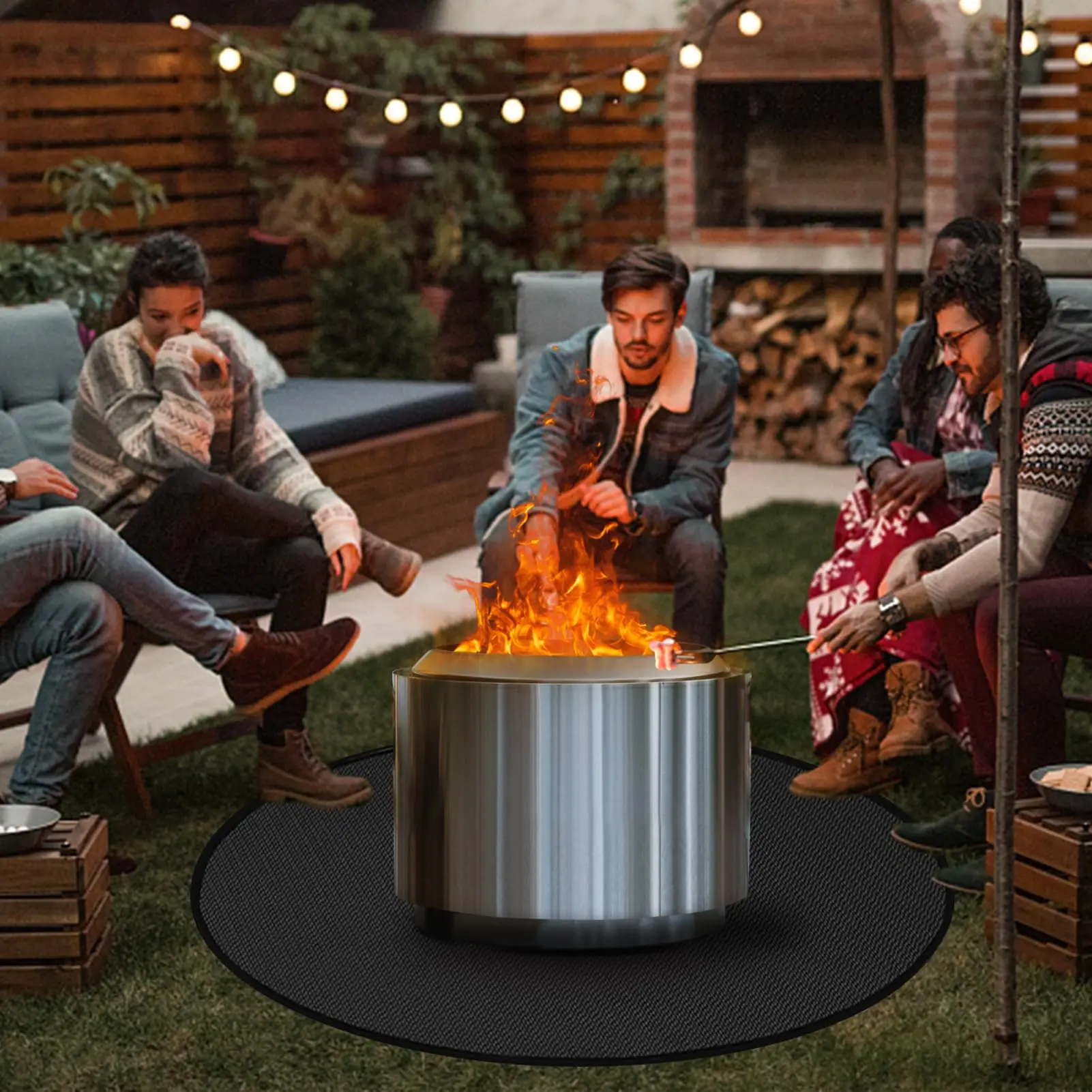 Round Fireproof Mats for Under Grill 3 Layers  Pads to Protect Your Outdoor Decks Patios Surfaces Durable Fire Pit Mats for BBQ