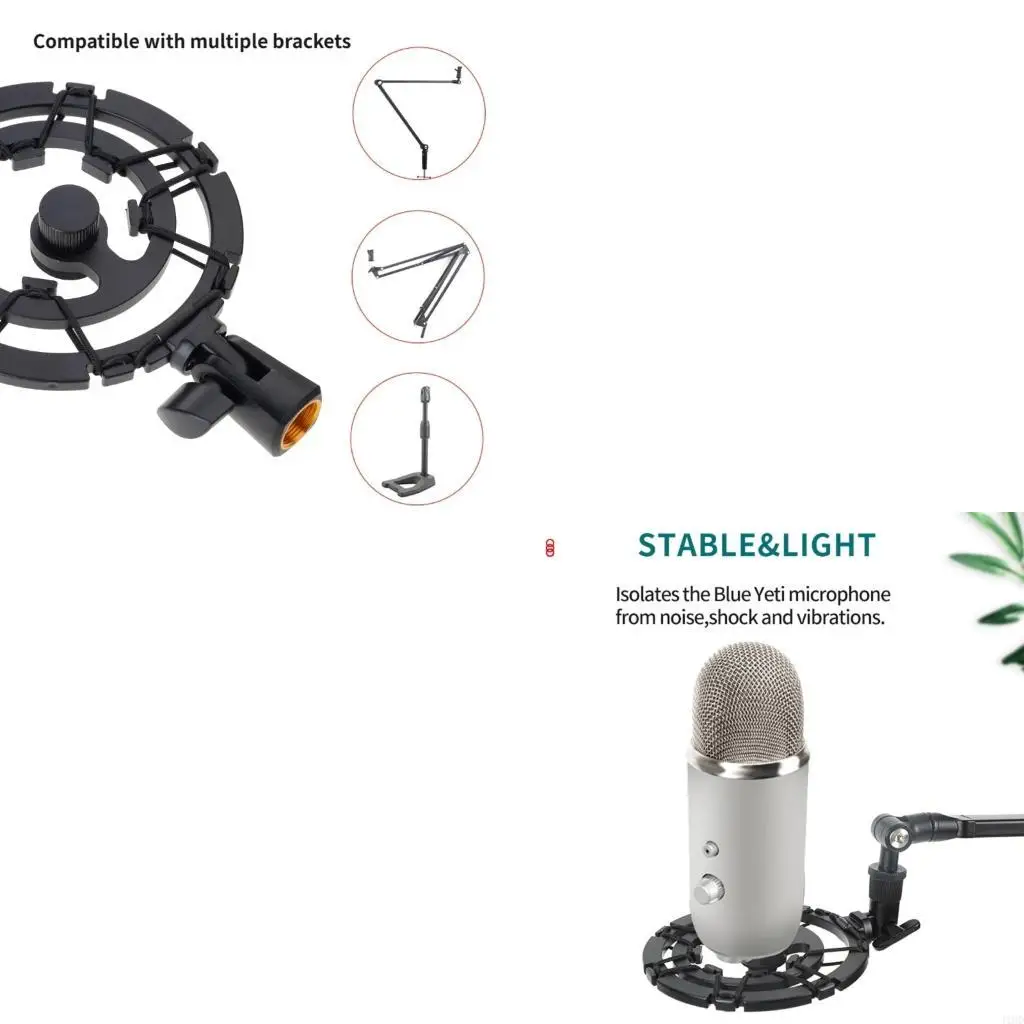 J1HD Universal Condenser Microphones Shock Mount Aluminum Alloy Construction Adjustable Vibration Isolation Mount