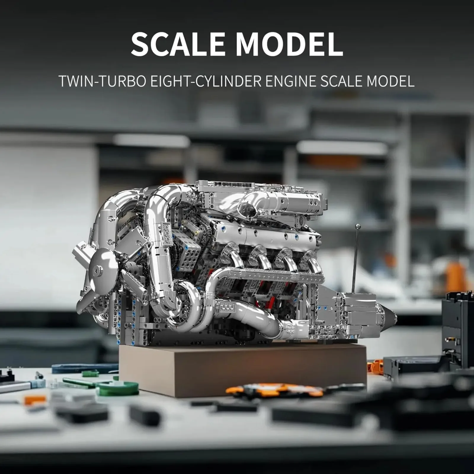 Mould King 2899PCS DIY V8 Kit de construcción de modelo de motor con motor eléctrico - Juguete de ingeniería STEM