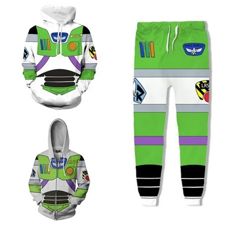 2025 New Halloween Toy and Story Men's Buzz and Lightyear Astronaut 3D Cosplay Costume Pullover Hoodie Adult Sweatshirt Hooded T