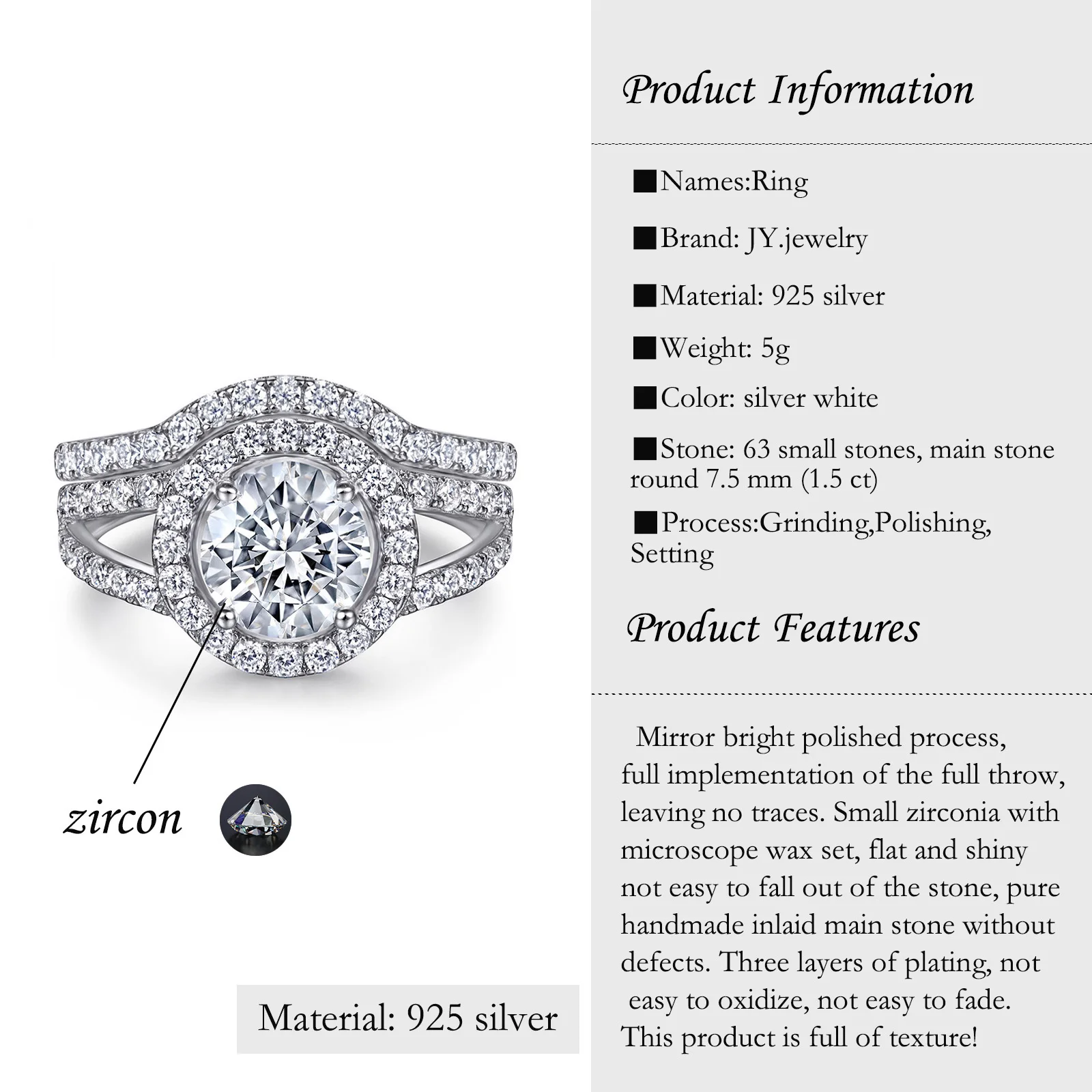 【JYJZZ098】Fashion Personalized Moissanite Diamond Combination Ring for Women