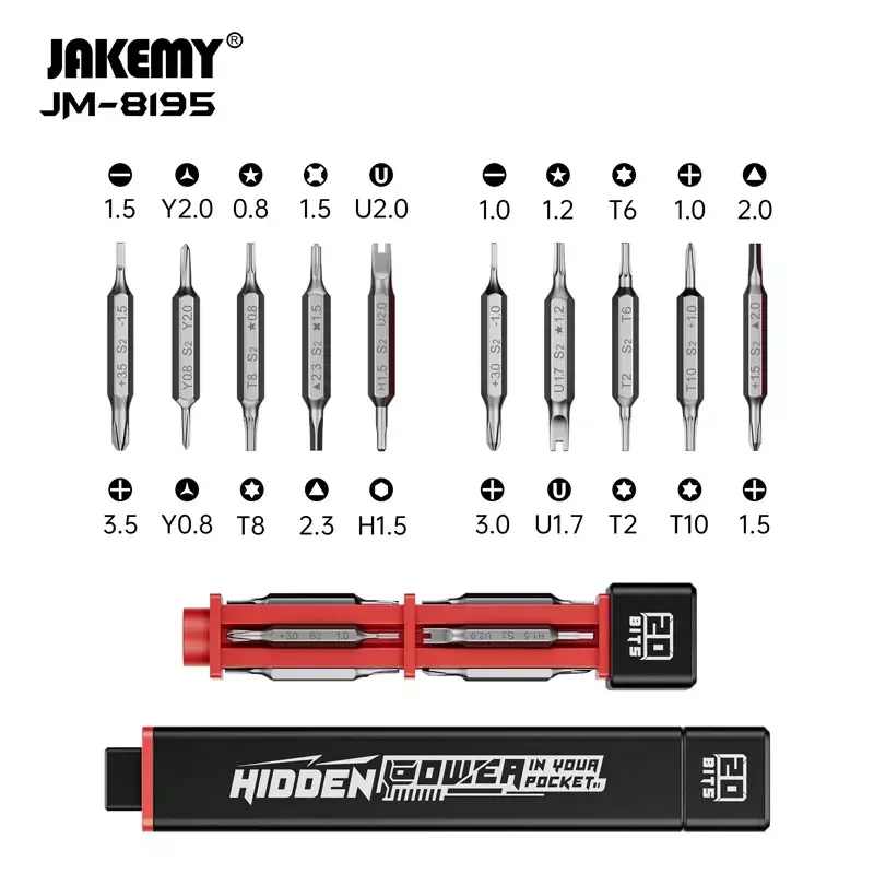 

JAKEMY JM-8195 21in1 Precision Screwdriver Set Phillips Slotted Torx Magnetic S2 Steel Bit for Phone PC Glasses Repair Hand Tool