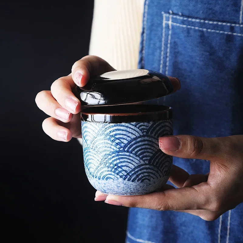 CHANSHOVA Chinese retro style Handmade 80/200ml Painted Ceramic mug teacup personality Wave Pattern Coffee Cups tea set H240