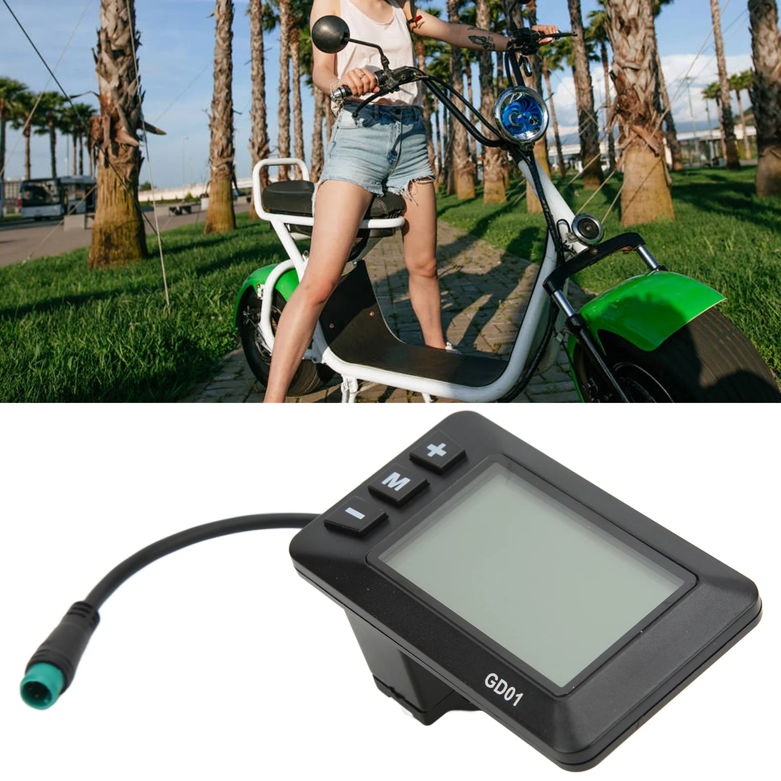 36V 48V Electric Bike LCD GD01 Display Meter With 5 Pin Waterproof Plug For 22.2mm Handlebar For JN Controller