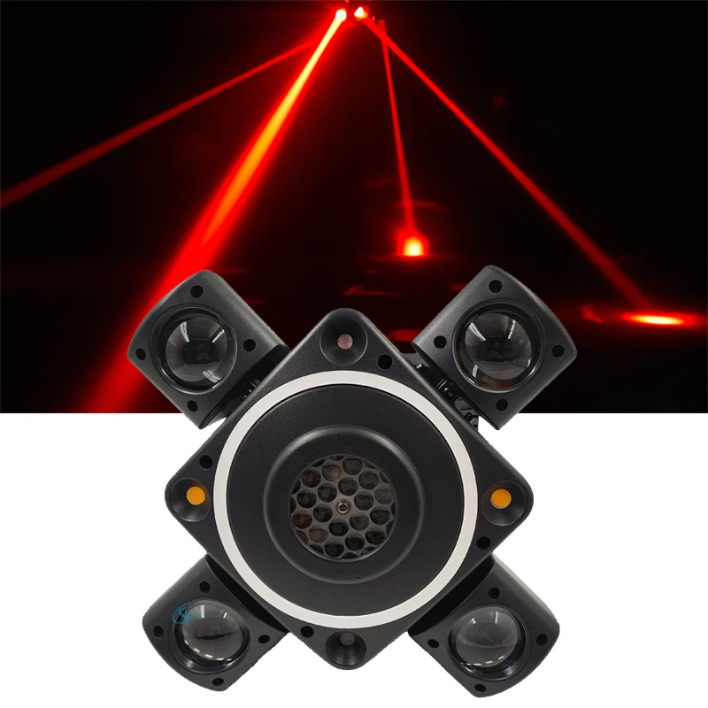 LED RGBW Stage Light 4x12W Beam Moving Head Lights Red&Green Laser White Strobe DMX DJ Disco Bar Party Lamp