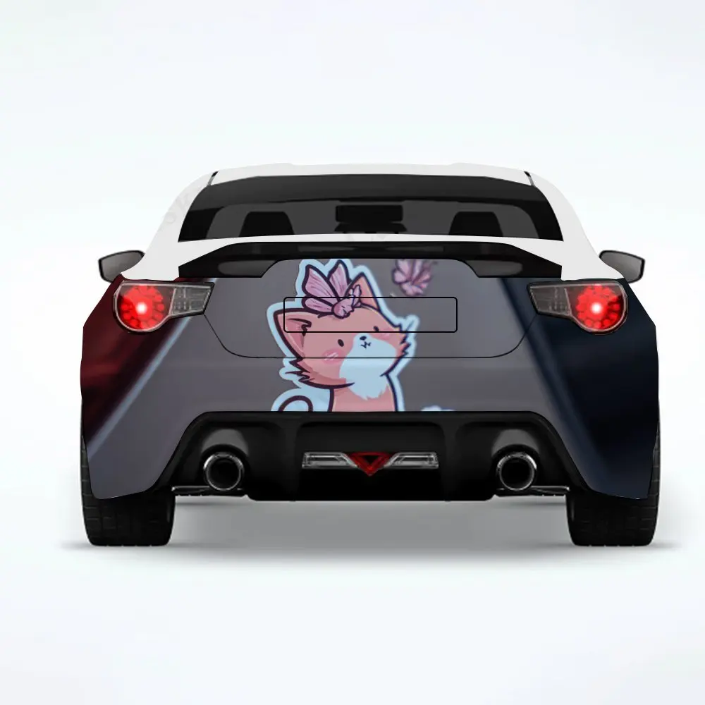

Забавный кот с бабочкой - виниловая наклейка на заднюю часть автомобиля, водонепроницаемые самоклеящиеся виниловые наклейки для хвоста и бампера автомобиля, Decora