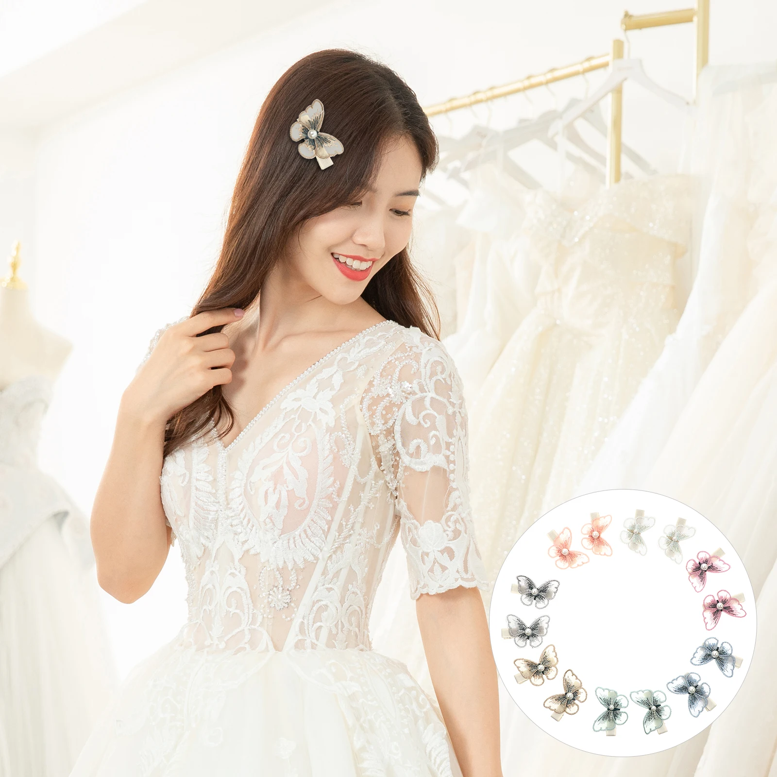 

14pcs Butterfly Pearl Hair Clip Durable Everyday Wear Party Accessories Chic Attractive Headdress Hair Pins Barrette
