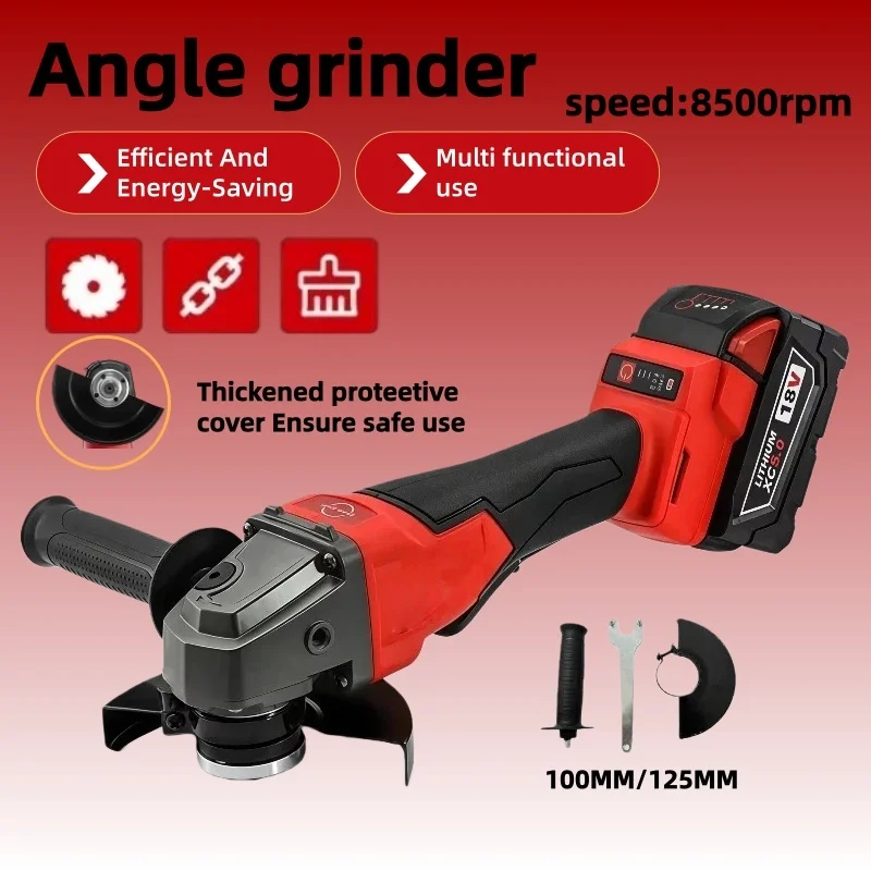 125mm Brushless Angle Grinder  Polishing Cutting Machine No-Lock Paddle Switch Electric Power Tools For Milwaukee 18V Battery