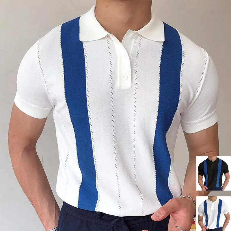 Summer Men Polo Shirts Short Sleeve Business T Shirts Social Polo T Shirt Blouses Casual Harajuku Shirt Tops Knitted Shirt Tees