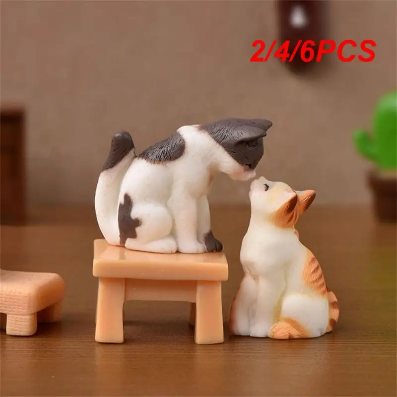 2/4/6PCS Kitten Statue Home Decorations Simulation Home Decoration Simulation Statue Simulation Of Animal Decorations