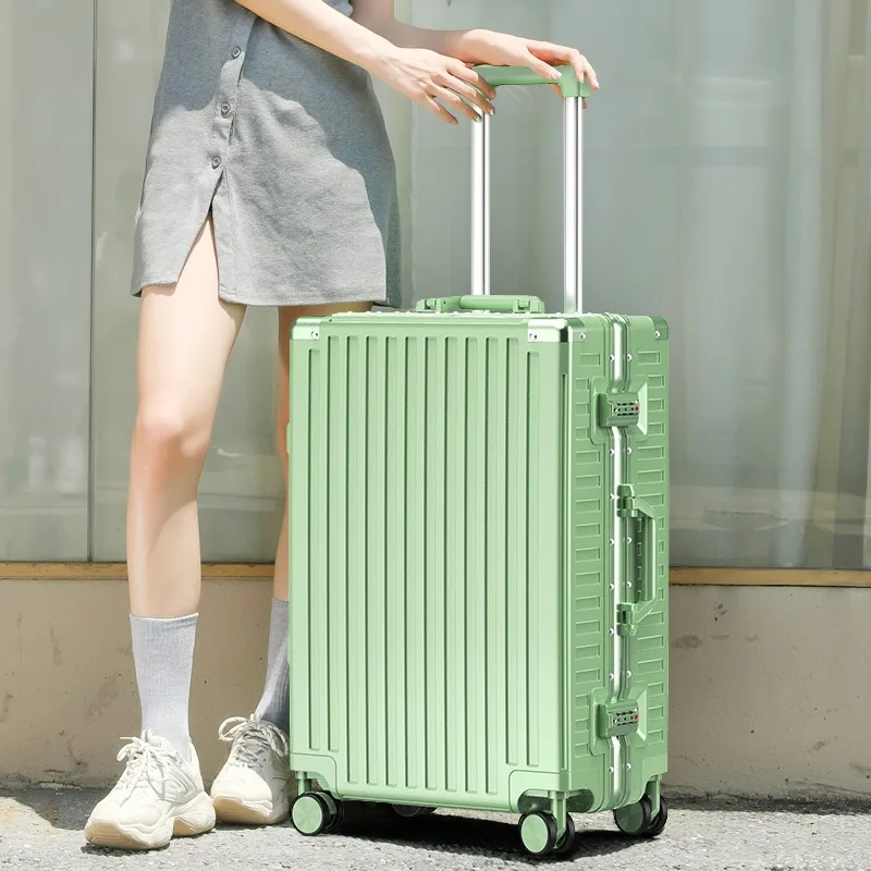 Suitcase Aluminum Frame Zipper Rolling Luggage Travel Suitcase Carry-on Travel Bag Unisex Trunk Cabin Password Trolley Case