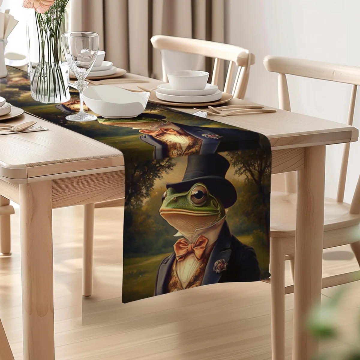 print table runner Sakura Frog Japanese Table Flag dressing table flag for Kitchen & Home, Housewarming Gift