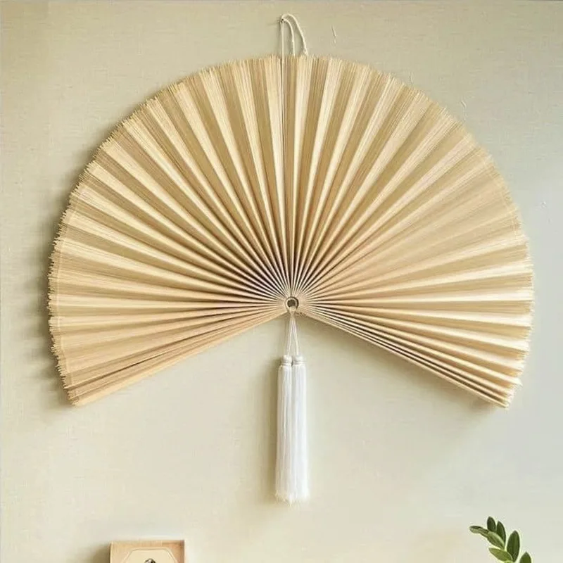 New Chinese-style Bamboo Woven Decorative Hanging Fan, Creative Wall Hanging Fan for Hotel Bedroom, Gift Decorative Fan image 3