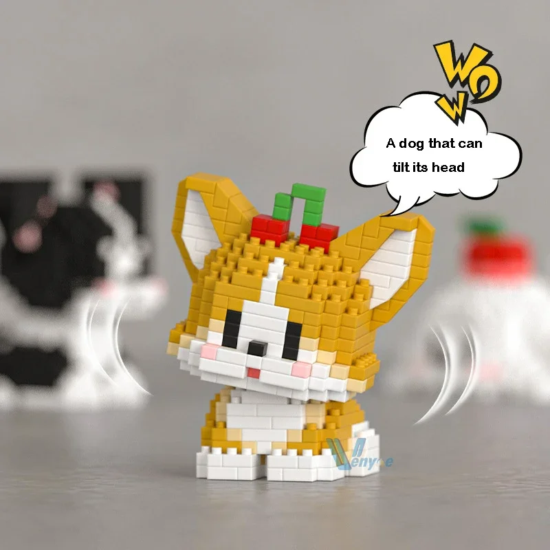 Cute Dog Building Blocks Puppy Pet Model Animal Diy Assemble Bricks Set Poodel Corgi Husky Cartoon Table Decor Gift for Kids