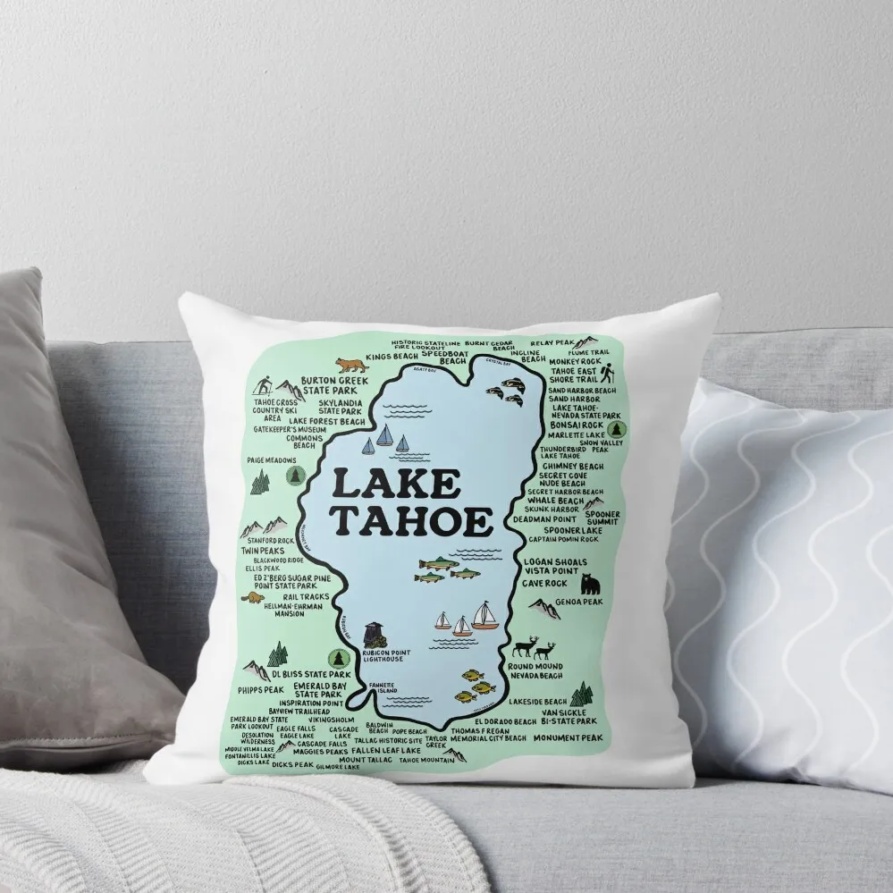 Lake Tahoe Map Throw Pillow anime girl Ornamental Pillow christmas cushions covers pillow